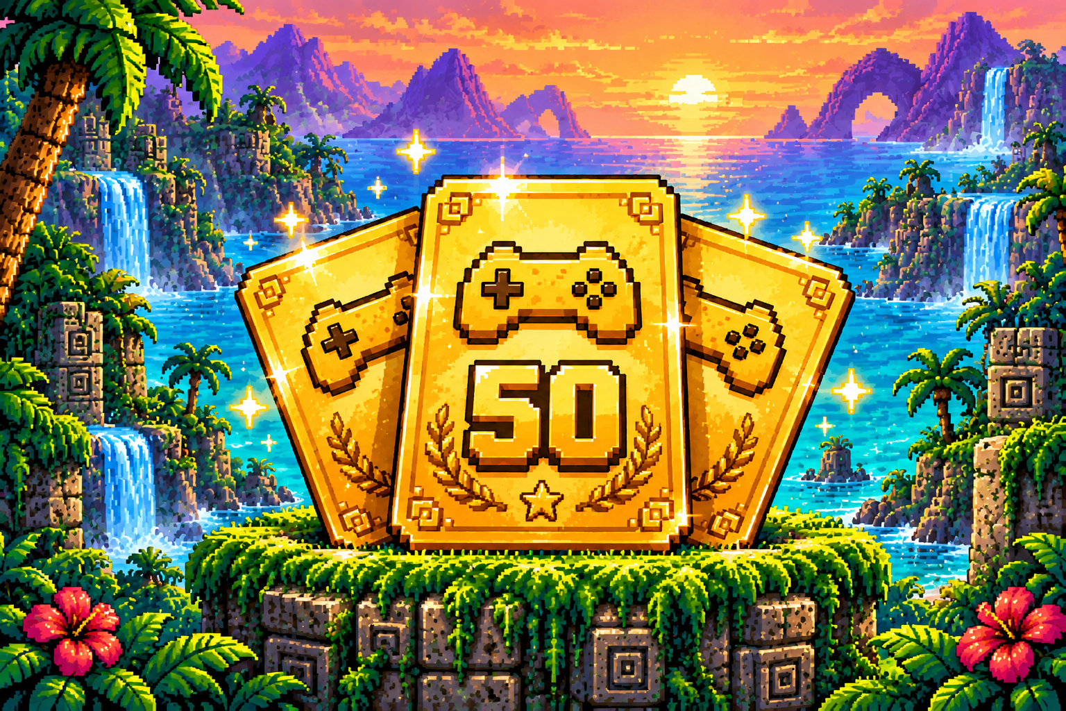 Золотые игровые карточки с числом 50